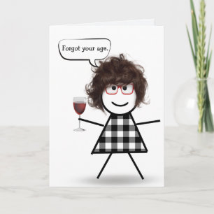 Tarjeta Chica Palito con Vino Tinto Cumpleaños Atrasado