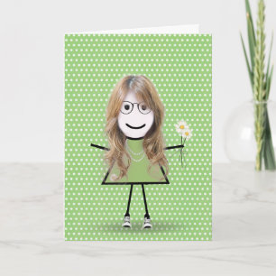 Tarjeta Chica Palo Pensando en Ti con Margaritas