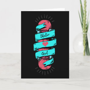 Tarjeta Chica patinadora fanática del skateboarding patina