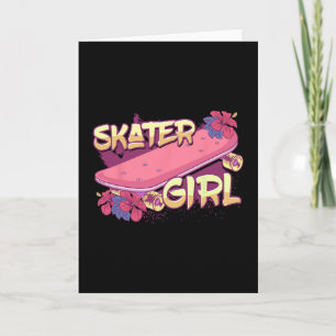 Tarjeta Chica patinadora monopatín skateboarding 4