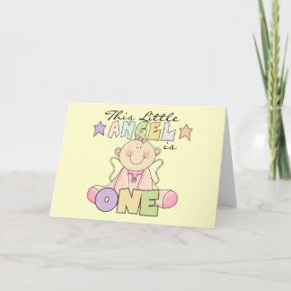 Tarjeta Chica Pequeño Ángel Primer Camisetas de Cumpleaños