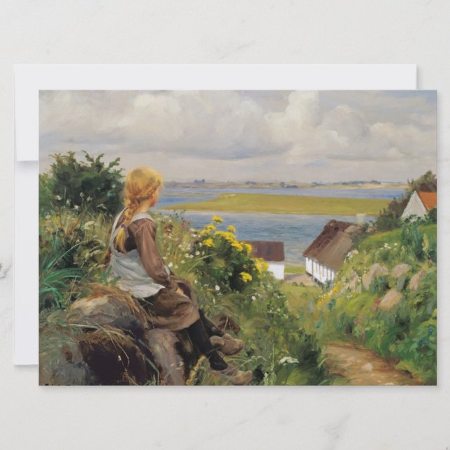 Tarjeta Chica perdido en el pensamiento (Anverso)