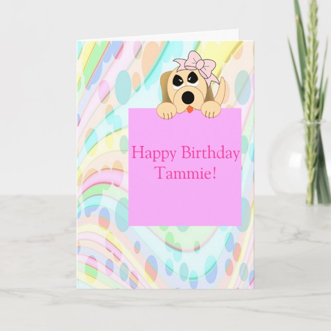 Tarjeta Chica Perro 1er cumpleaños (Anverso)
