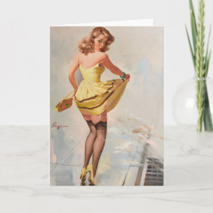 Tarjeta Chica Pin-Up de Día Lluvioso