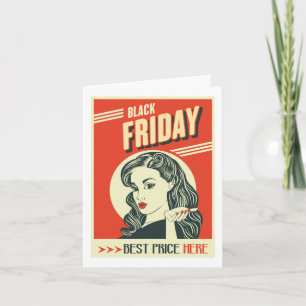 Tarjeta Chica Pin-Up Retro Black Friday Pop Art