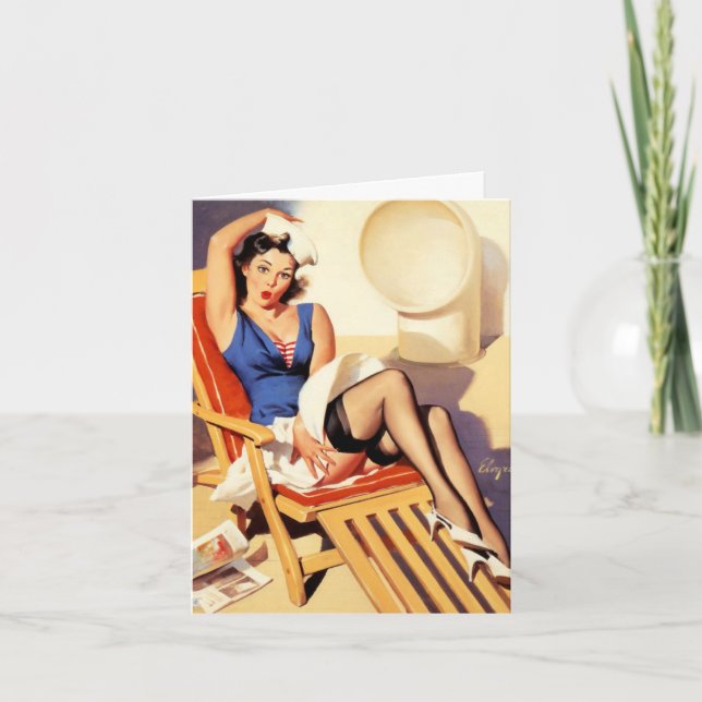 Tarjeta Chica Pinup Cumpleaños Vintage (Anverso)