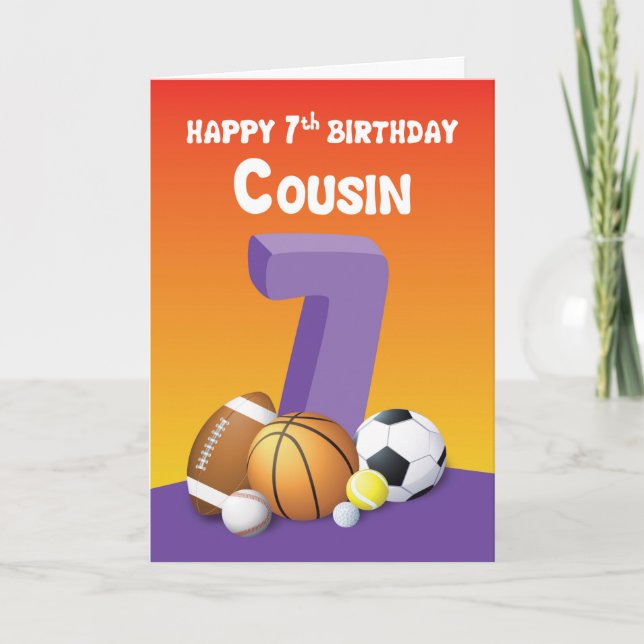 Tarjeta Chica primo 7.ª Bolas Deportivas de Cumpleaños (Anverso)