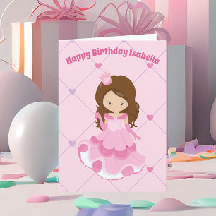 Tarjeta Chica princesa linda Personalizado rosa niños feli