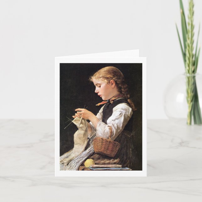 Tarjeta Chica que hace punto de Strickendes Mädchen (Anverso)