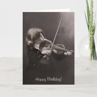 Tarjeta chica que juega el cumpleaños del violín