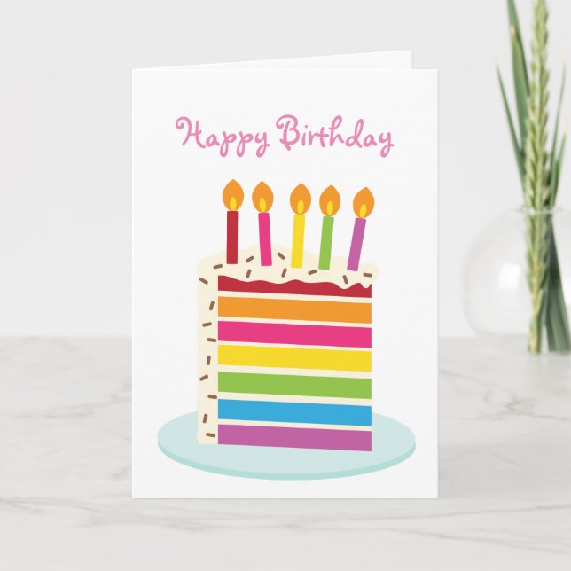 Tarjeta Chica Rainbow Birday Cake Slice (Anverso)