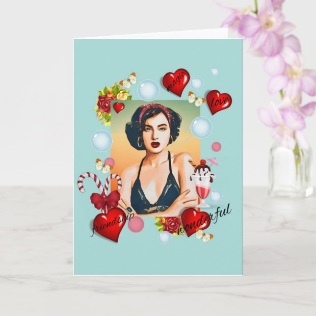 Tarjeta Chica retro (Orquídea)