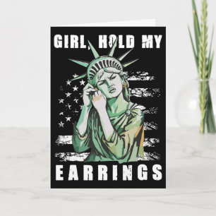 Tarjeta Chica Retro Agarra Mis Aretes Anti-trump Política