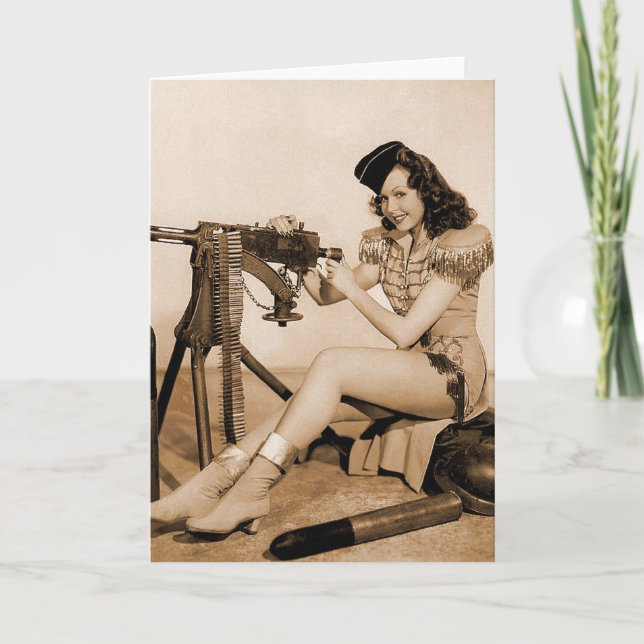 Tarjeta Chica retro del artillero de máquina de las (Anverso)