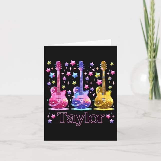 Tarjeta Chica Retro Taylor Nombre Groovy personalizado 8 (Anverso)