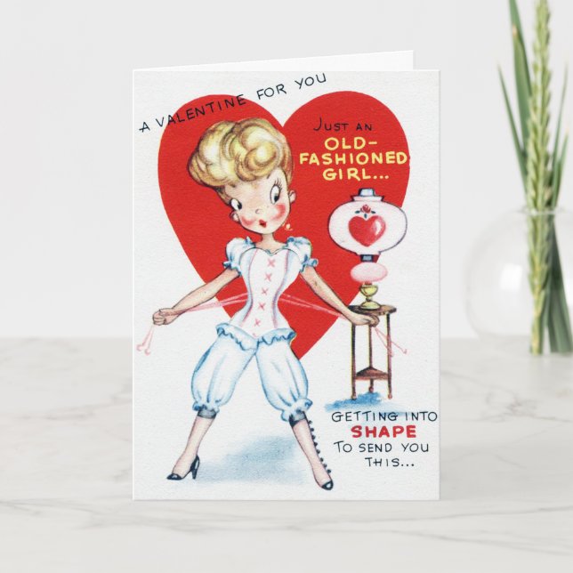 Tarjeta chica Retro Vintage Valentine (Anverso)