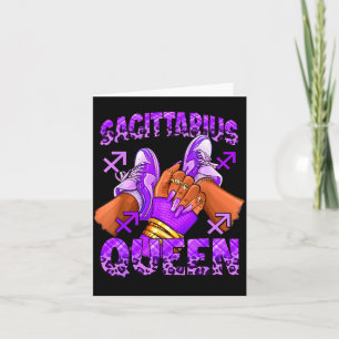 Tarjeta Chica Sagitario cumpleaños zodiac reina afro