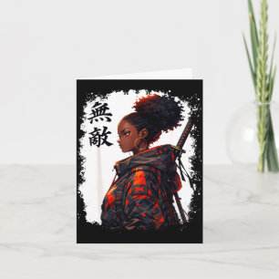Tarjeta Chica samurái negra anime guerrera afro africana