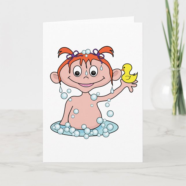 Tarjeta Chica se divirtió el tiempo de baño con pato de go (Subido por el creador)