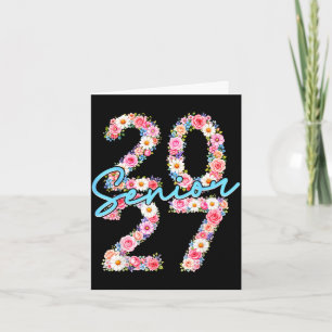 Tarjeta Chica senior 2027 promoción 2027 floral flor
