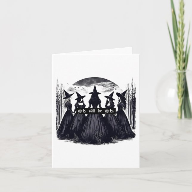 Tarjeta Chica será Chicas Bruja Halloween Graciosa Bruja V (Anverso)