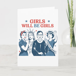 Tarjeta Chica Será Chicas Patriótico Feminista 4 De Julio