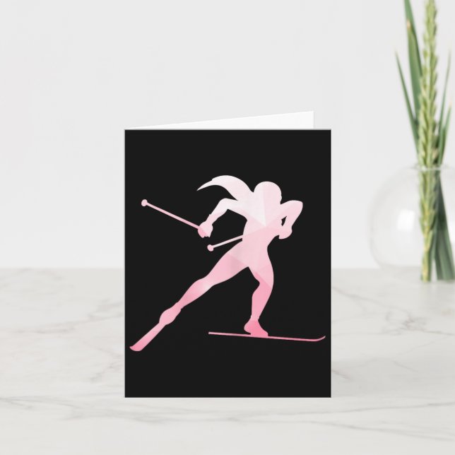 Tarjeta Chica Silhouette Cross Country Skiter Winter Sport (Anverso)