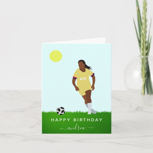 Tarjeta Chica Soccer Player Ilustracion Nombre Jersey Núme (Anverso)