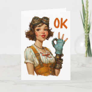 Tarjeta Chica Steampunk Gesto de Confianza OK