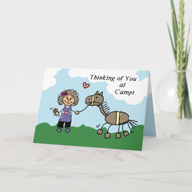 Tarjeta Chica Stick Figura Caballo Pensando en ti (Anverso)