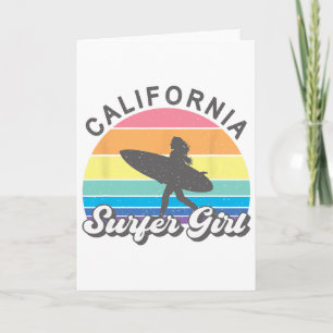 Tarjeta Chica surfista California surf surf playa mujeres