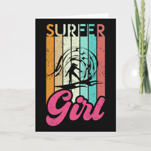 Tarjeta Chica Surfista Tabla De Surf Mujeres Surf Océano R