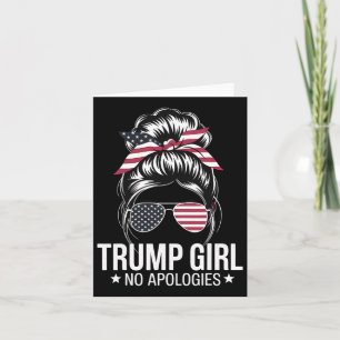 Tarjeta Chica Trump desordenado Bandera estadounidense hun