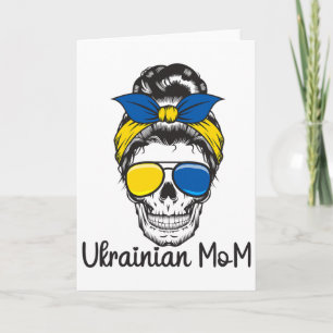 Tarjeta Chica ucraniana calavera Ucrania Moño desordenado 