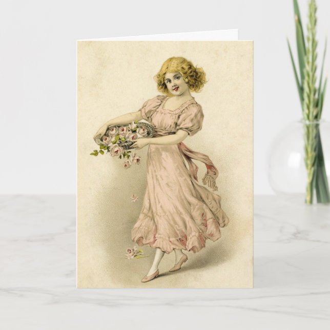 Tarjeta Chica Vintage Con Rosas (Anverso)