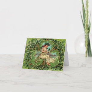 Tarjeta Chica Vintage con Tréboles