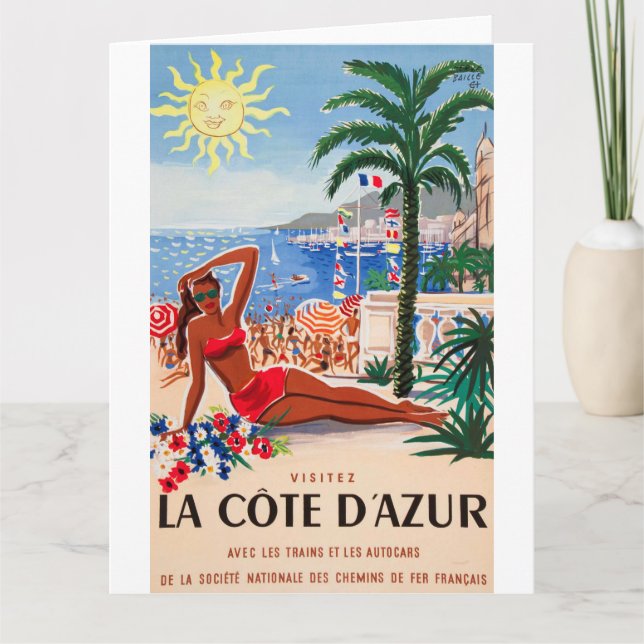 Tarjeta Chica Vintage Cote D'Azur Beach (Anverso)