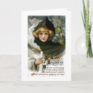 Tarjeta Chica Vintage Halloween