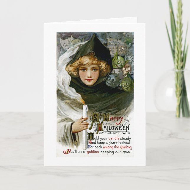 Tarjeta Chica Vintage Halloween (Anverso)