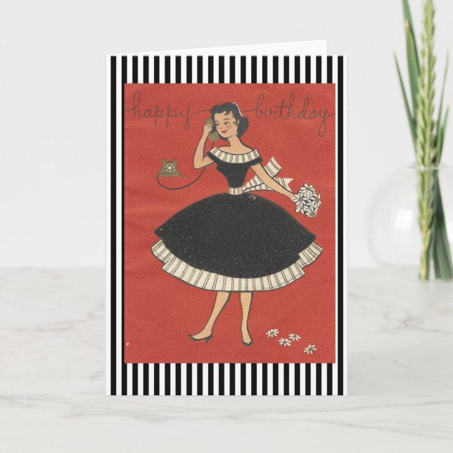 Tarjeta Chica Vintage Happy Birthday (Anverso)