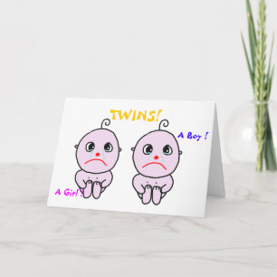 Tarjeta Chica y niños gemelos