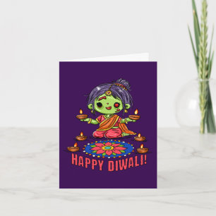 Tarjeta Chica Zombi Adorable Celebrando Diwali