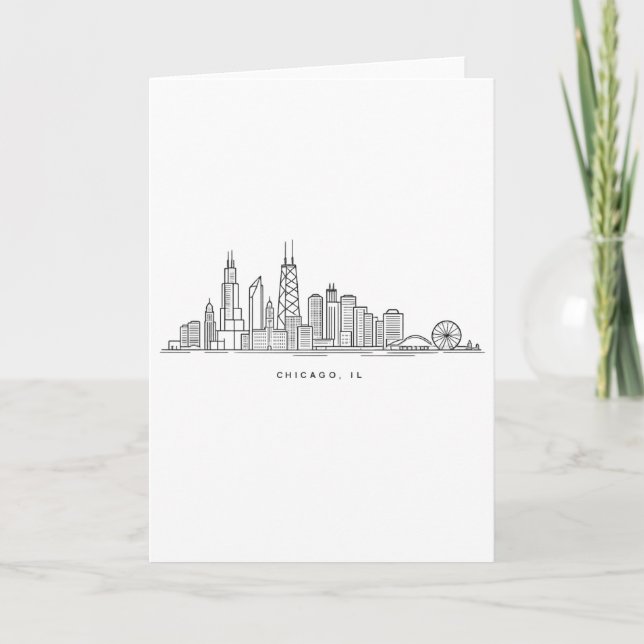 Tarjeta Chicago IL Cityscape Illustration (Anverso)