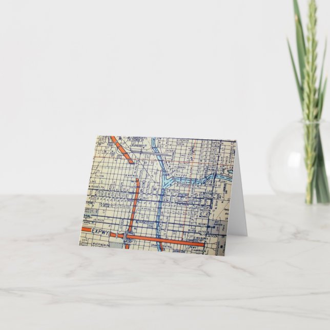Tarjeta Chicago, IL Mapa de Vintage (Anverso)
