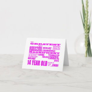 Tarjeta Chicas 14º cumpleaños: el mayor rosado de 14 años