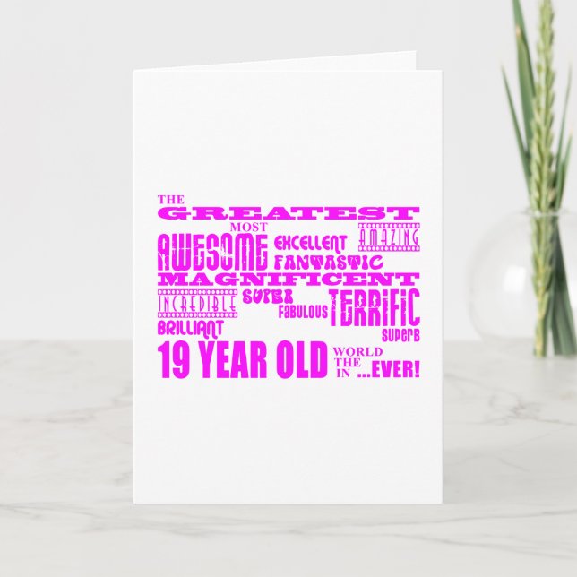 Tarjeta Chicas 19º cumpleaños: el mayor rosado de 19 años (Anverso)
