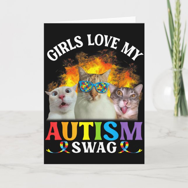 Tarjeta Chicas Aman Mi Swagger de Autismo Meme Divertido d (Anverso)