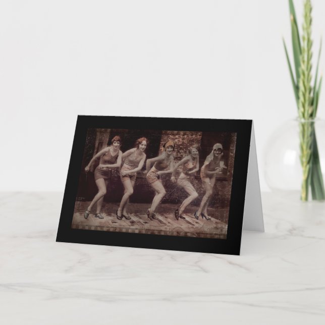 Tarjeta Chicas bailarines de la era Flapper (Anverso)