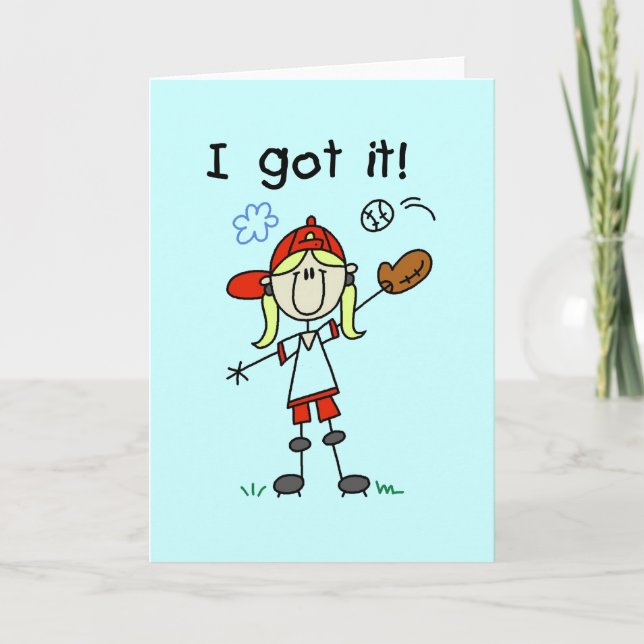 Tarjeta Chicas Béisbol, tengo camisetas y regalos (Anverso)