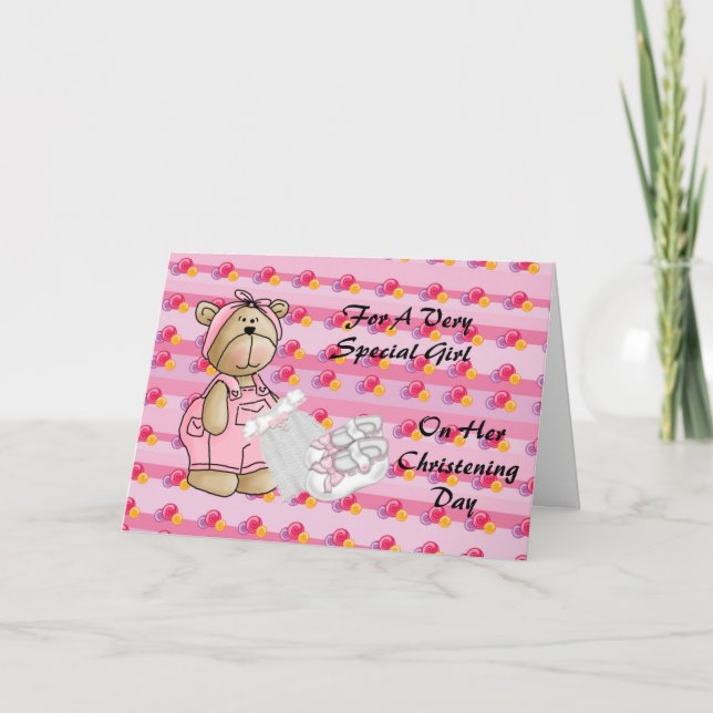 Tarjeta Chicas Christening Bear (Anverso)